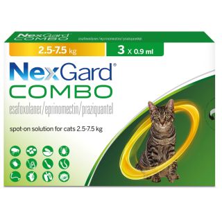 NexGard Combo Spot-on Solution for Cats 2.5-7.5 kg 1x3