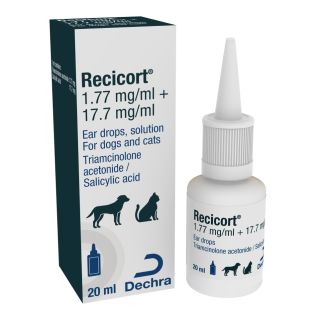 Recicort 1.77 mg/ml + 17.7 mg/ml Ear Drops Solution for Dogs and Cats 20ml