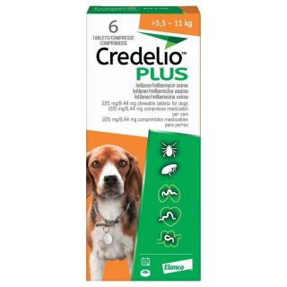 Credelio Plus 225 mg/8.44 mg Chewable Tablets for Dogs >5.5 kg - 11 kg 1x6