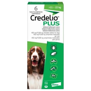 Credelio Plus 450 mg/16.88 mg Chewable Tablets for Dogs >11 kg- 22 kg 1x6