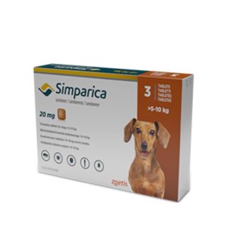 Simparica 20 mg Chewable Tablets for Dogs >5–10 kg 1x3