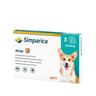 Simparica 40 mg Chewable Tablets for Dogs >10–20 kg 1x3
