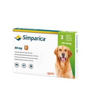 Simparica 80 mg Chewable Tablets for Dogs >20–40 kg 1x3