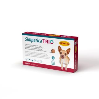 Simparica Trio Chewable Tablets for Dogs 1.25–2.5 kg 1x6