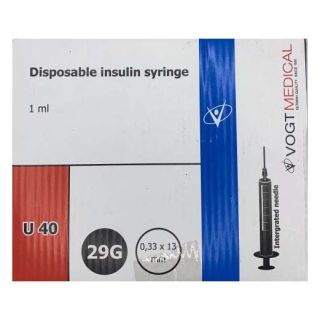 Insulin U40 Syringe 1ml 29G x 1/2 x100